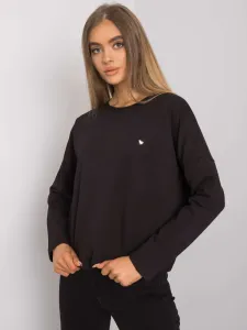 Black cotton blouse with long sleeves #1416609