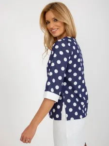 Dark blue polka dot blouse with 3/4 sleeves #2395349