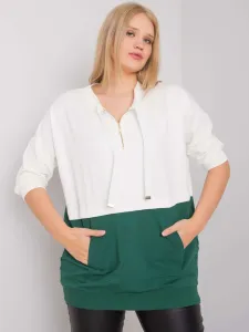 Ecru-dark green women's tunic plus sizes
