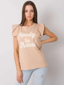 Lady's beige blouse with print