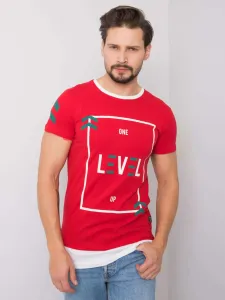 Men's red T-shirt with print #1302658