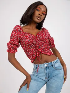 Short red blouse RUE PARIS with ruffles #1611979