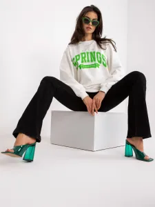 White and green oversize hoodie without print