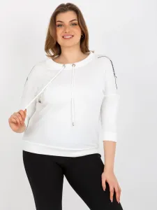 Women's blouse plus size with 3/4 sleeves - ecru
