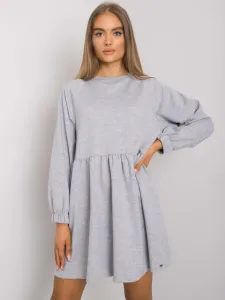 Grey melange basic dress with long sleeves #1310845