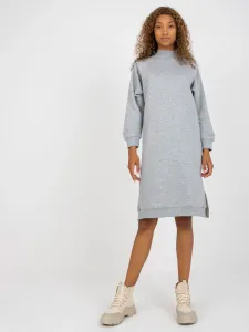 Light gray simple sweatshirt dress with slits