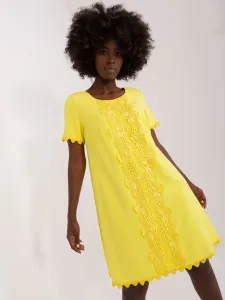 Yellow women's cocktail dress with lace #2413379