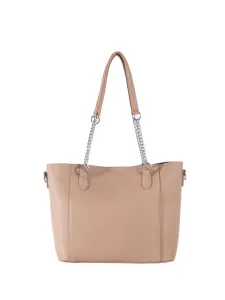 Beige spacious shoulder bag with cosmetic case