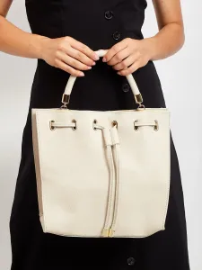 Lady's beige handbag with hem