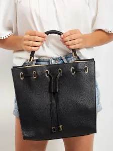 Lady's black handbag with drawstring