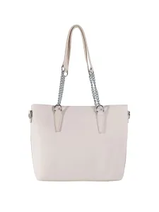 Light beige spacious shoulder bag with chain