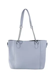 Light blue spacious shoulder bag with cosmetic case