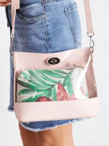 Light pink handbag with cosmetic bag