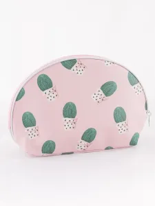 Pink-green cosmetic bag with cacti