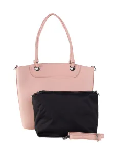 Pink spacious shoulder bag made of eco-leather