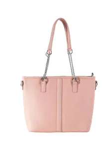Spacious pink shoulder bag with chain #1937372