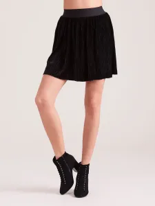 Black velour pleated miniskirt #1508408