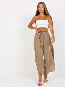 Airy, dark beige trousers made of OH BELLA slit fabric