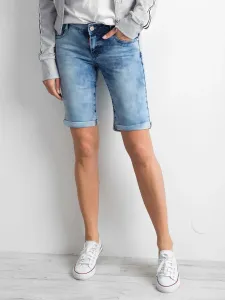 Blue denim shorts with washed effect #1238314
