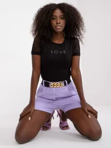 Elegant purple women's shorts with belt #1869428