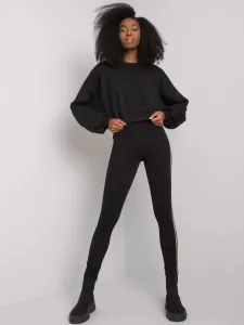 Black women's leggings with stripes Elena RUE PARIS