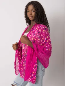 Fuchsia scarf with colored polka dots