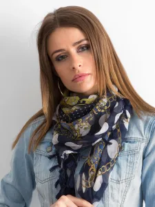 Patterned dark blue scarf