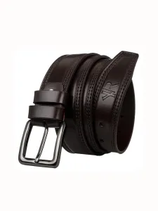 Men's brown leather belt with buckle #1396049