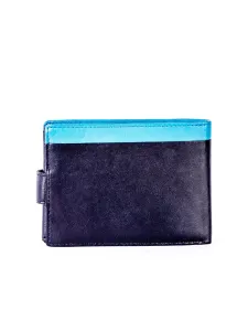 Black and blue leather wallet with coloured lining