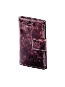 Black leather wallet for men with buckle