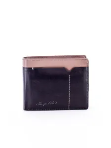 Black leather wallet with beige module