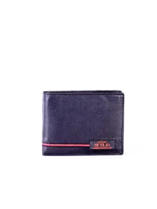 Black leather wallet with red inserts