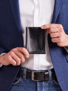Black men's wallet without natural leather fastening