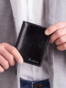 Black vertical leather wallet