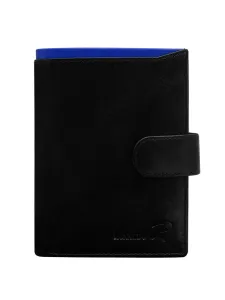 Men's leather wallet with blue inset