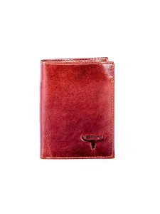 Men's wallet of brown color with embossed emblem