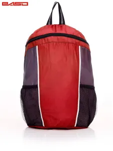 School backpack with mesh pockets of red color