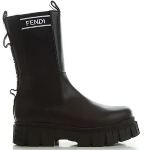 Fendi Girls Chunky Leather Boots Black - EU32 Black