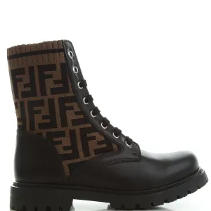Fendi Girls FF Logo Ankle Boots Black - BLACK EU35