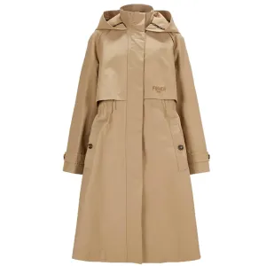 Fendi Girls Hooded Overcoat Beige - 14Y