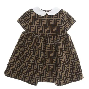 Fendi Baby Girls Ff Print Dress Brown - 3M BROWN