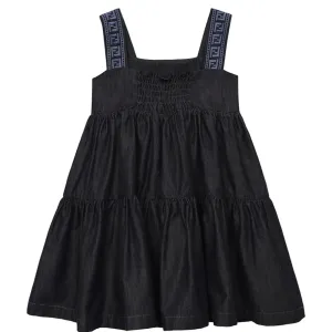 Fendi Baby Girls Plain Denim Dress Navy - 1M BLACK
