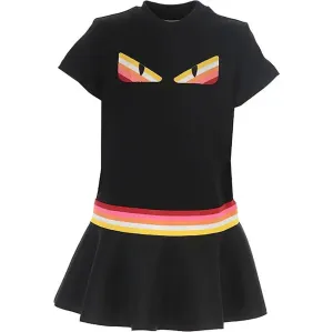 Fendi Girls Eye Skirt Dress Black - 6Y BLACK