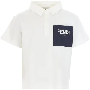 Fendi Boys Pocket Logo Polo White - 8Y