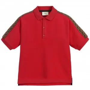 Fendi Boys Taped Polo Red - RED 8Y