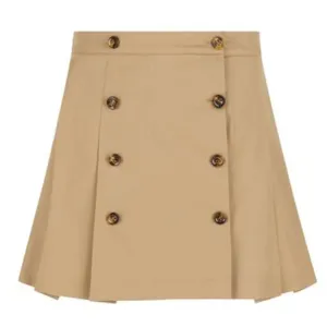 Fendi Girls Button Detailed Pleated Skirt Beige - 10Y BEIGE