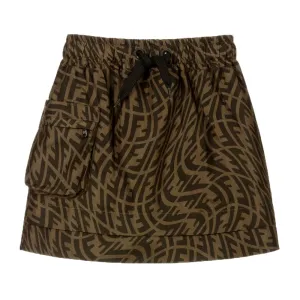 Fendi Girls Pocket Skirt Brown - 6Y BROWN