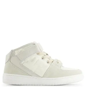 Fendi Kids Unisex vory Faux Leather High-Top Sneakers White - EU39