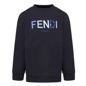 Fendi Kids Unisex Logo Sweater Navy - 10Y NAVY