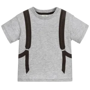 Fendi Boys Backpack T-shirt Grey - GREY 14 YEARS